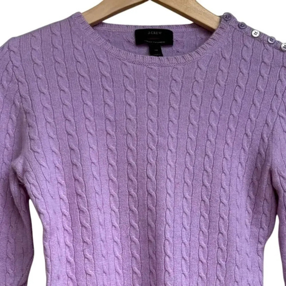 J. Crew Italian Cashmere Light Purple Small Cable Knit Sweater Size XS - Picture 3 of 6